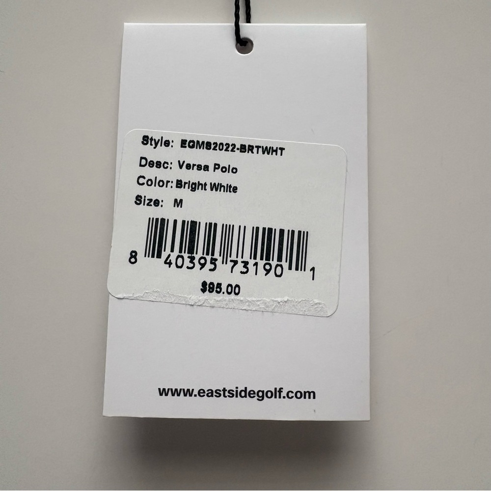 Men’s Eastside Golf Bright White Tip Pique Versa Polo Shirt Medium MSRP $95 - Picture 3 of 6